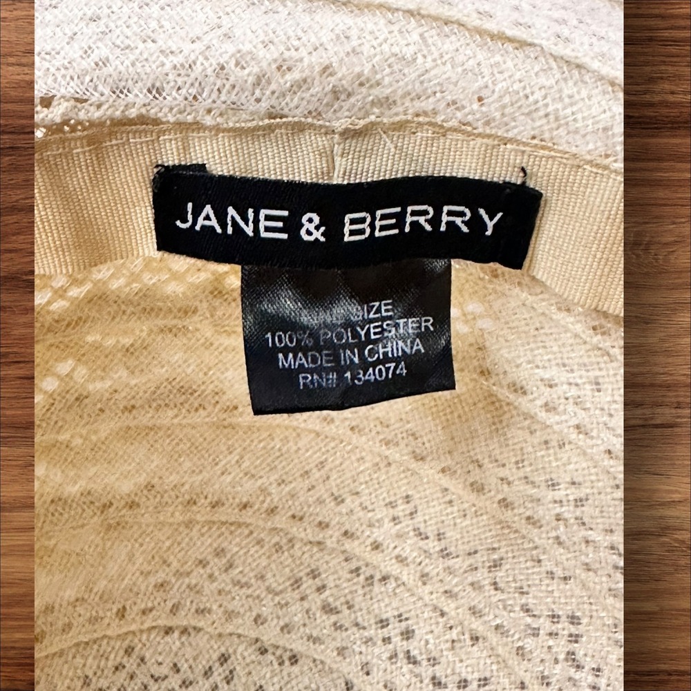 Jane & Berry Cream Crochet Floppy Sun‎ Hat Beach Vacation Summer Holiday - Picture 4 of 4